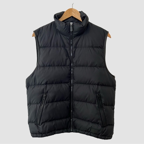 Coach Black Leather Trim Full Zip Down Puffer Vest S - Picture 1 of 8